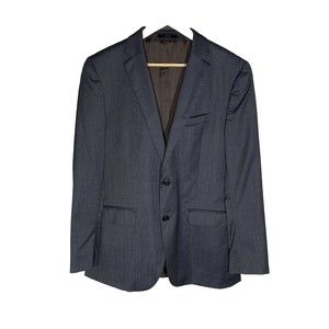 Massimo Dutti Wool Cashmere Blazer Mens 40 Suit Jacket Gray 2 Button Lightweight